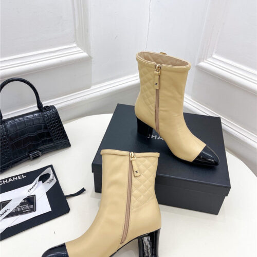 High Quality Luxury Chanel Counter Classic Electric Embroidery Thick Heel Short Boots – Style 80838 product detail
