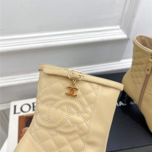 High Quality Luxury Chanel Counter Classic Electric Embroidery Thick Heel Short Boots – Style 80838 product detail