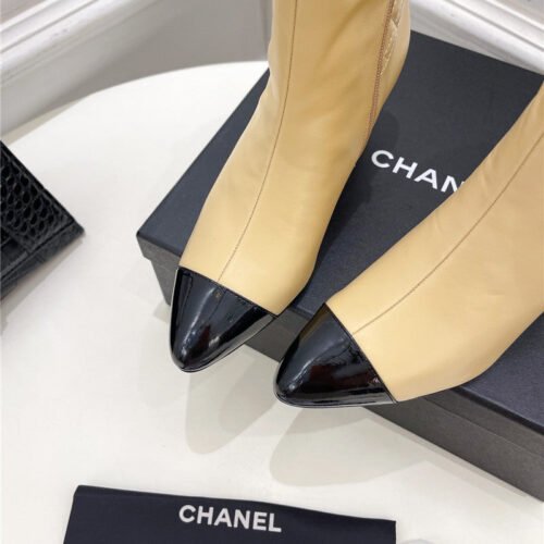 High Quality Luxury Chanel Counter Classic Electric Embroidery Thick Heel Short Boots – Style 80838 product detail