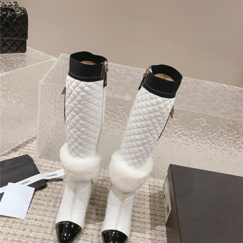 High Quality Luxury Chanel New Electroplated Heel Down High Boots