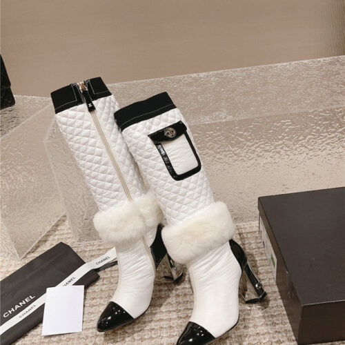High Quality Luxury Chanel New Electroplated Heel Down High Boots alternate view