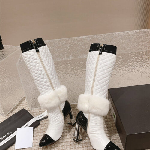 High Quality Luxury Chanel New Electroplated Heel Down High Boots product detail