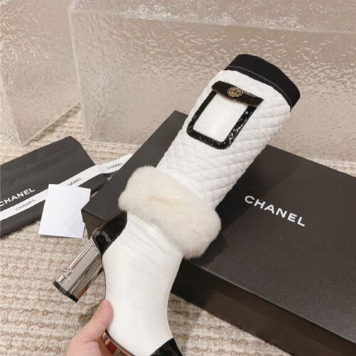 High Quality Luxury Chanel New Electroplated Heel Down High Boots product detail