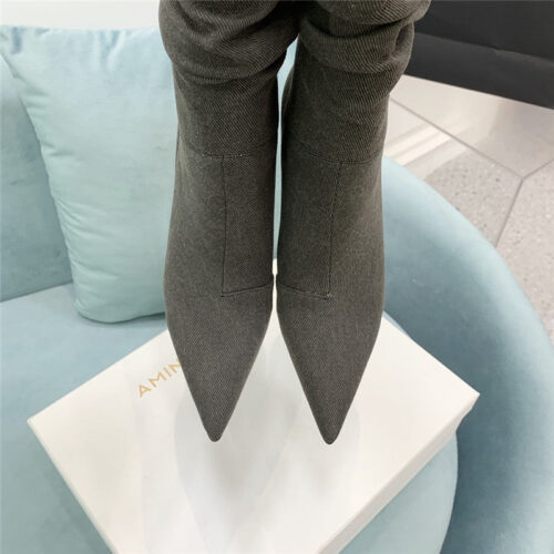 High Quality Luxury Amina Muaddi Pleated Stiletto Booties product detail