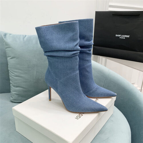 High Quality Luxury Amina Muaddi Pleated Stiletto Booties – Style 36483 alternate view