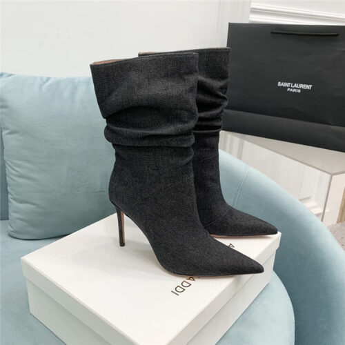 High Quality Luxury Amina Muaddi Pleated Stiletto Booties – Style 00323 alternate view