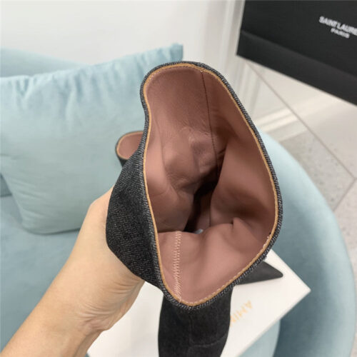 High Quality Luxury Amina Muaddi Pleated Stiletto Booties – Style 00323 product detail