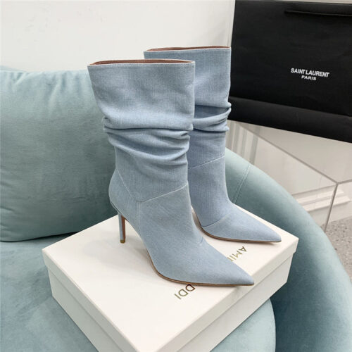 High Quality Luxury Amina Muaddi Pleated Stiletto Booties – Style 65859 alternate view