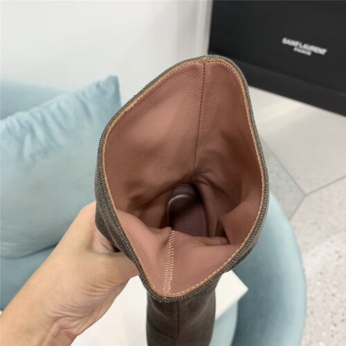 High Quality Luxury Amina Muaddi Wine Glass Heel Pleated High Heel Boots – Style 33027 product detail