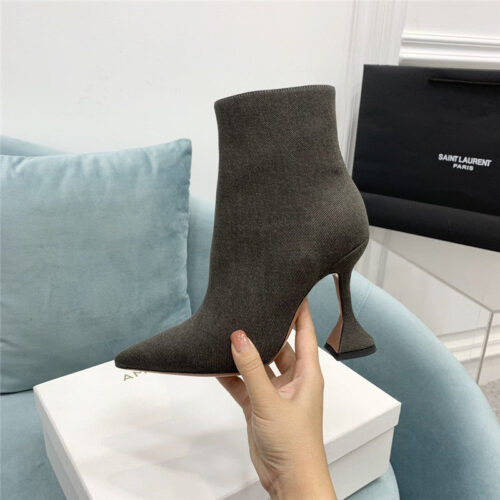 High Quality Luxury Amina Muaddi Wine Glass Heel Pleated High Heel Boots product detail