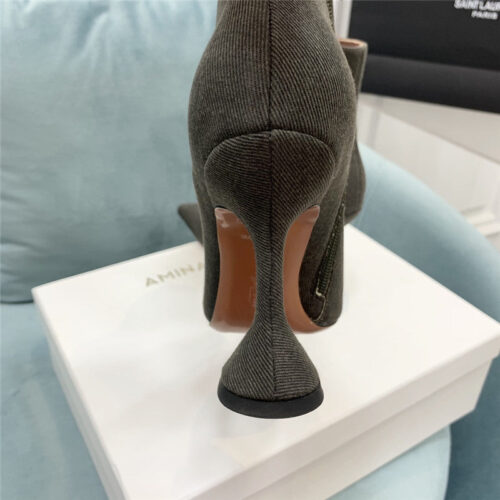 High Quality Luxury Amina Muaddi Wine Glass Heel Pleated High Heel Boots product detail