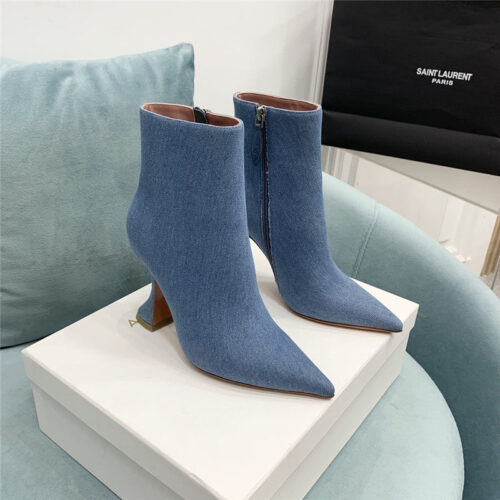 High Quality Luxury Amina Muaddi Wine Glass Heel Pleated High Heel Boots – Style 52227 alternate view