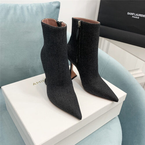 High Quality Luxury Amina Muaddi Wine Glass Heel Pleated High Heel Boots – Style 50531 product detail