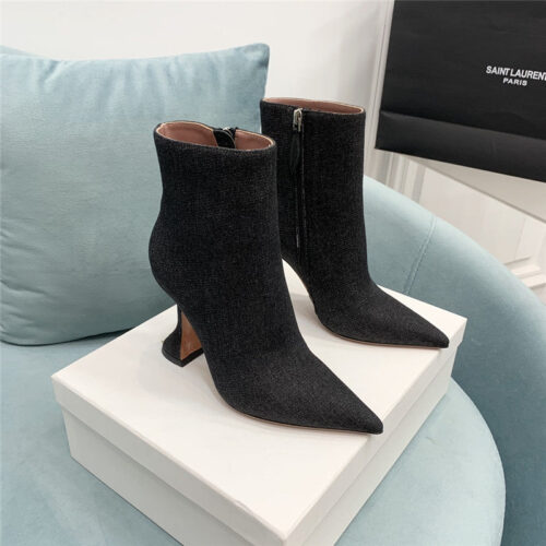 High Quality Luxury Amina Muaddi Wine Glass Heel Pleated High Heel Boots – Style 50531 alternate view