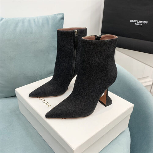 High Quality Luxury Amina Muaddi Wine Glass Heel Pleated High Heel Boots – Style 50531