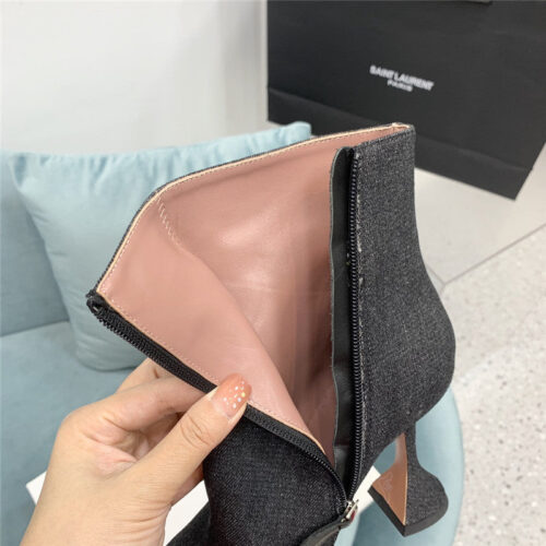High Quality Luxury Amina Muaddi Wine Glass Heel Pleated High Heel Boots – Style 50531 product detail