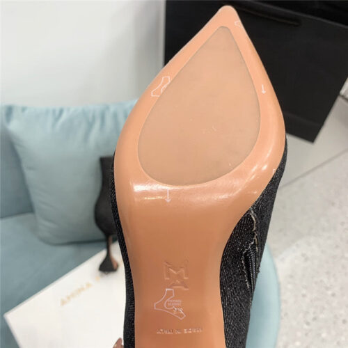 High Quality Luxury Amina Muaddi Wine Glass Heel Pleated High Heel Boots – Style 50531 product detail