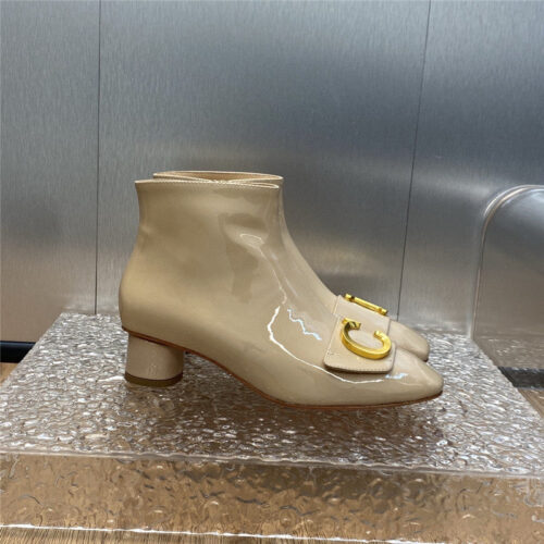 High Quality Luxury Dior Thick Heel Square Toe Womens Short Boots product detail