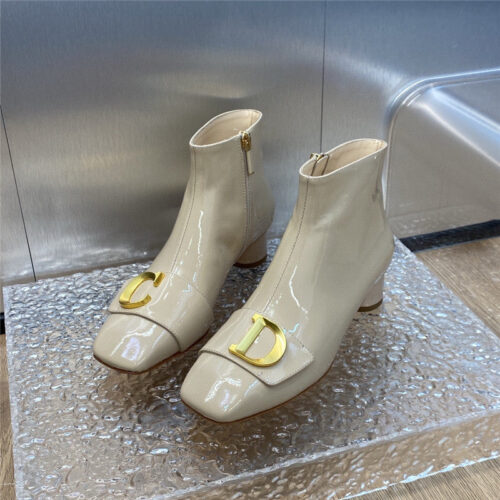High Quality Luxury Dior Thick Heel Square Toe Womens Short Boots alternate view