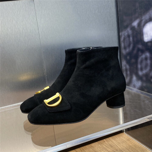 High Quality Luxury Dior Thick Heel Square Toe Womens Short Boots – Style 84582 product detail