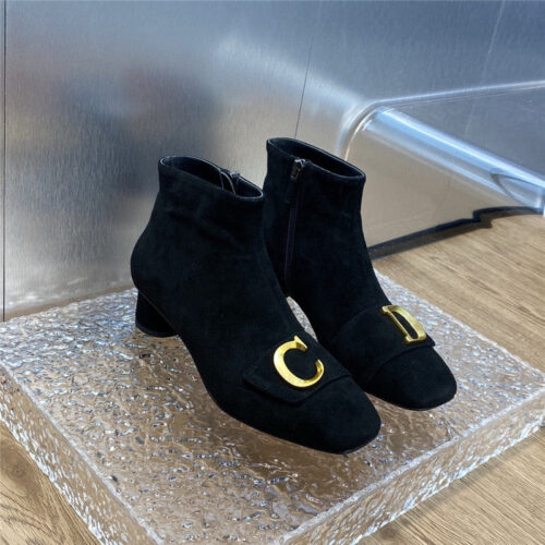 High Quality Luxury Dior Thick Heel Square Toe Womens Short Boots – Style 84582 product detail