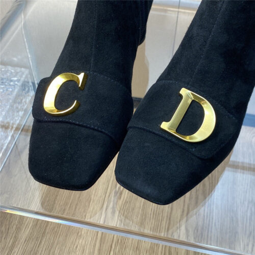 High Quality Luxury Dior Thick Heel Square Toe Womens Short Boots – Style 84582 product detail