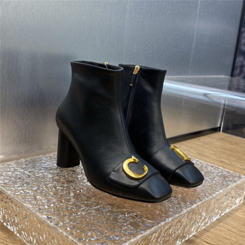 High Quality Luxury Dior Thick Heel Square Toe Womens Short Boots – Style 83430