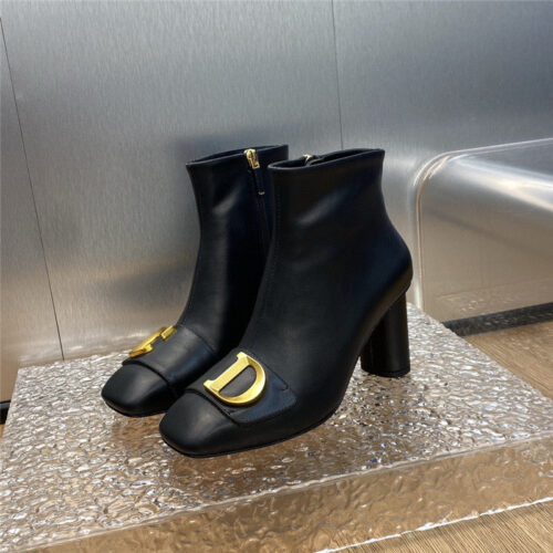 High Quality Luxury Dior Thick Heel Square Toe Womens Short Boots – Style 83430 alternate view