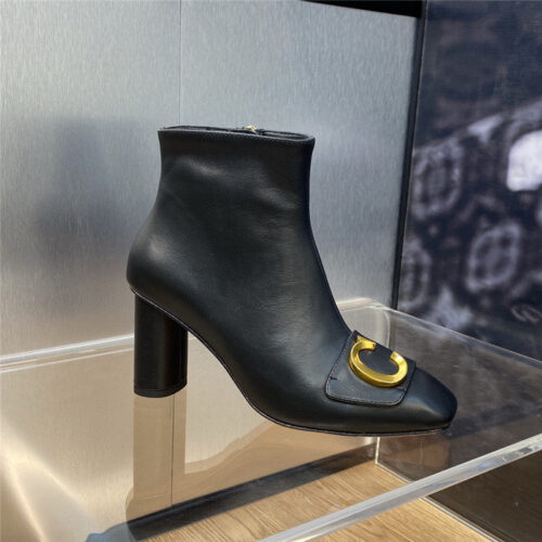 High Quality Luxury Dior Thick Heel Square Toe Womens Short Boots – Style 83430 product detail
