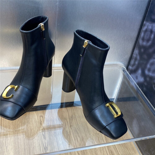 High Quality Luxury Dior Thick Heel Square Toe Womens Short Boots – Style 83430 product detail