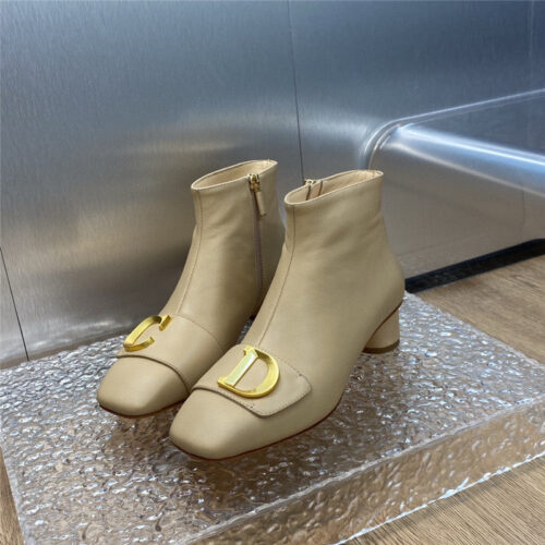 High Quality Luxury Dior Thick Heel Square Toe Womens Short Boots – Style 42182 alternate view