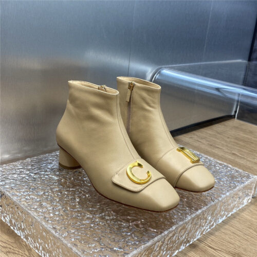High Quality Luxury Dior Thick Heel Square Toe Womens Short Boots – Style 42182