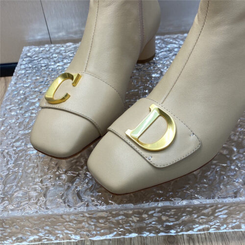 High Quality Luxury Dior Thick Heel Square Toe Womens Short Boots – Style 42182 product detail