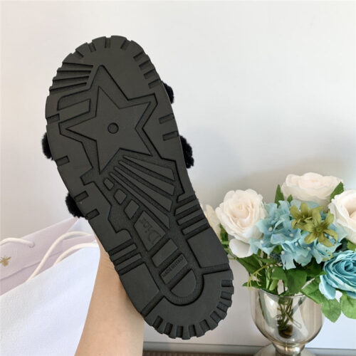 High Quality Luxury Dior Embroidered Fur Slippers – Style 08070 product detail