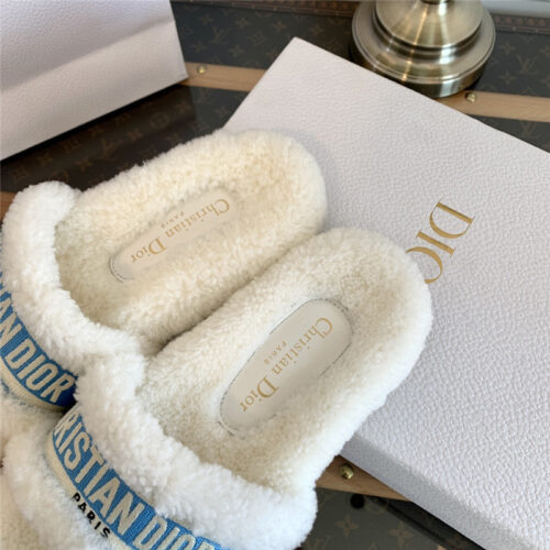 High Quality Luxury Dior Embroidered Fur Slippers – Style 70214 product detail