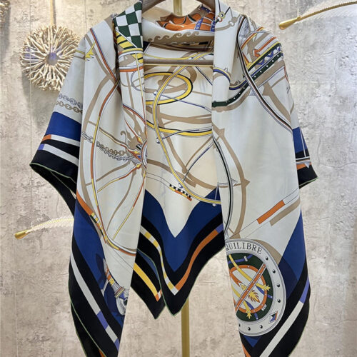 High Quality Luxury Hermes "Balance Carriage" 140 Cm Shawl – Style 26248