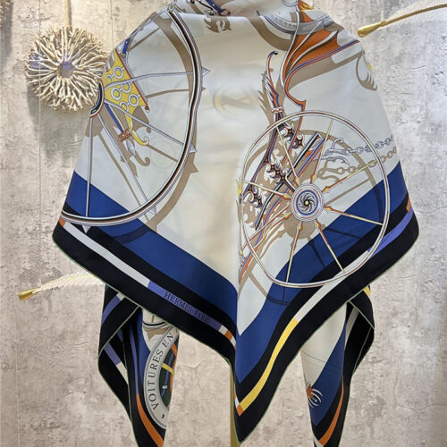High Quality Luxury Hermes “Balance Carriage” 140 Cm Shawl – Style 26248 alternate view