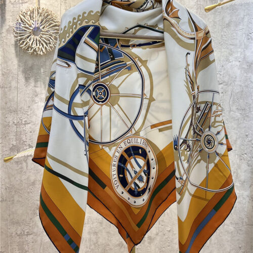 High Quality Luxury Hermes "Balance Carriage" 140 Cm Shawl – Style 26250