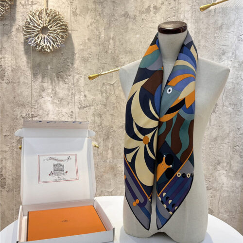 High Quality Luxury Hermes "Grand Parade" 90Cm Square Scarf – Style 26278