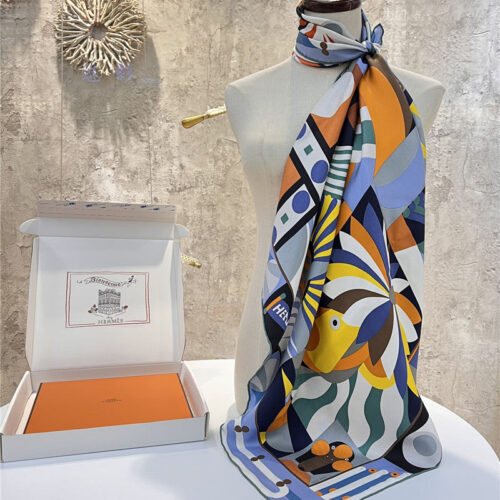 High Quality Luxury Hermes "Grand Parade" 90Cm Square Scarf – Style 26281