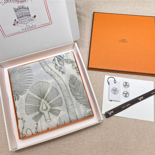 High Quality Luxury Hermes “Palm Family” 90 Cm Lightweight Square Scarf – Style 26293 product detail
