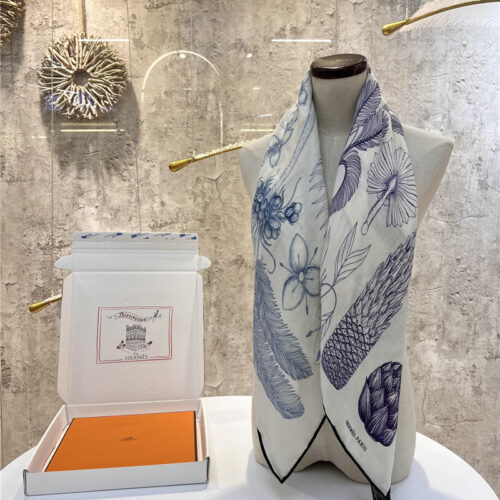 High Quality Luxury Hermes “Palm Family” 90 Cm Lightweight Square Scarf – Style 26293 product detail