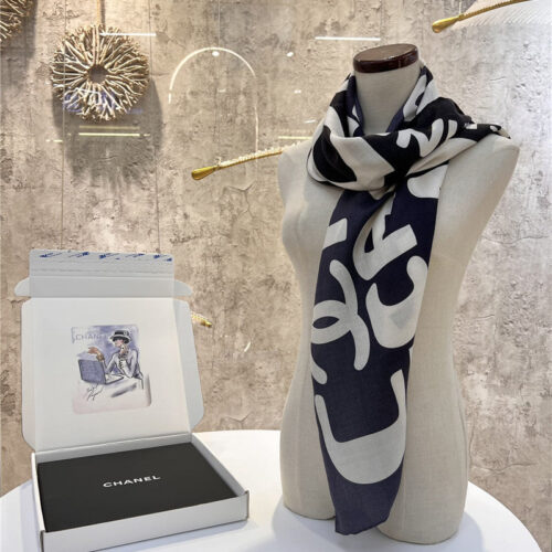 High Quality Luxury Chanel Gradient Color Coco Series Thin Cashmere Square Scarf alternate view