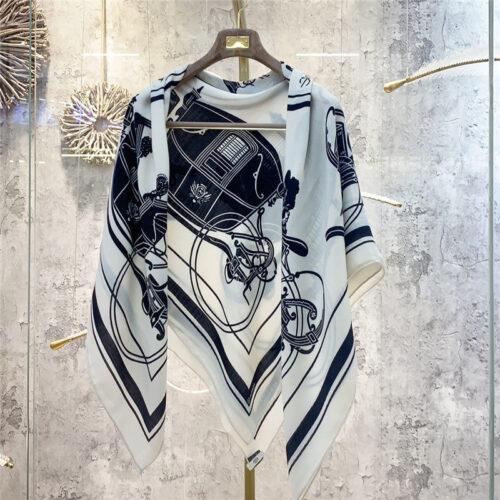 High Quality Luxury Hermes Luxury Carriage Sketch Version 140 Cm Shawl – Style 26212