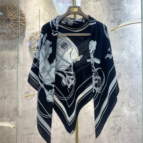 High Quality Luxury Hermes Luxury Carriage Sketch Version 140 Cm Shawl – Style 26214