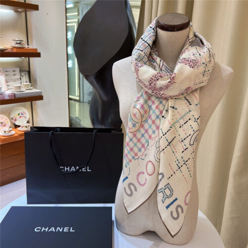 High Quality Luxury Chanel Cashmere Square Scarf – Style 25081 alternate view