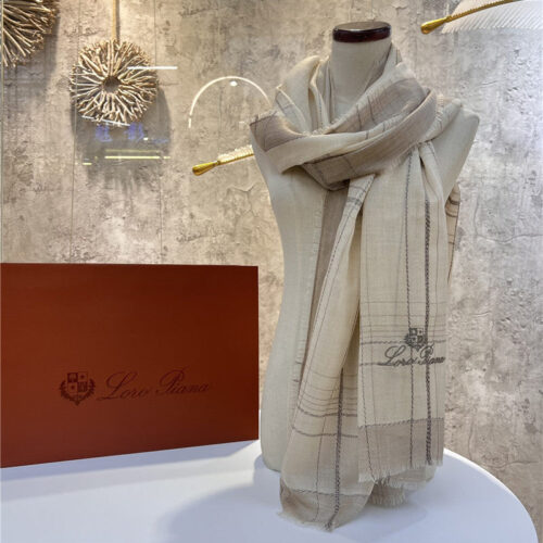 High Quality Luxury Loro Piana Silver Thread Color Block Striped Long Scarf – Style 26619 product detail