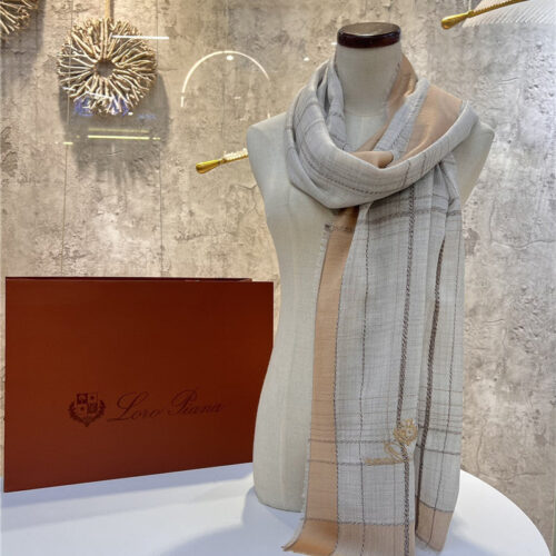 High Quality Luxury Loro Piana Silver Thread Color Block Striped Long Scarf – Style 26621