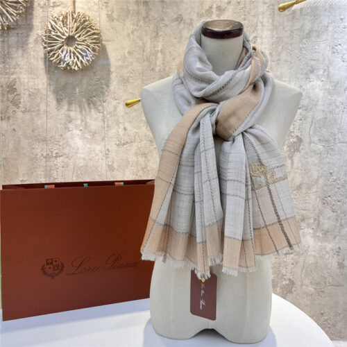 High Quality Luxury Loro Piana Silver Thread Color Block Striped Long Scarf – Style 26621 product detail