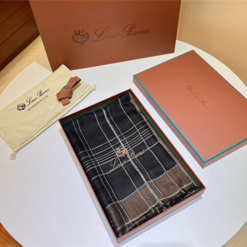 High Quality Luxury Loro Piana Silver Thread Color Block Striped Long Scarf product detail